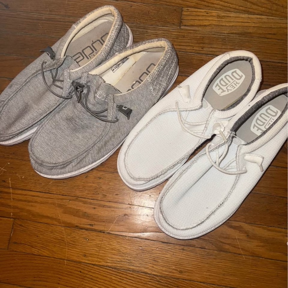 Hey Dude Men's Boat Shoes - Gray and White